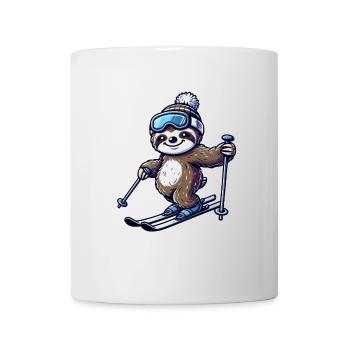 Entspannter Faultier-Skifahrer – Wintervergnügen - Tasse - Weiß - Vorne