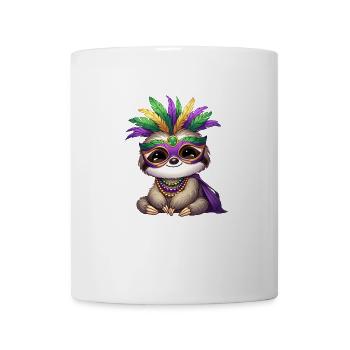 Mardi Gras Faultier Comic Design - Tasse - Weiß - Vorne