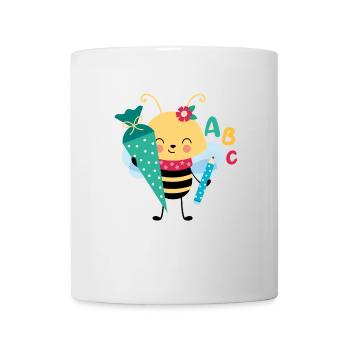 Abeille avec cône d’école inscription à l’école - Mug blanc - blanc - Devant