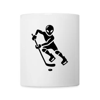 Alien Eishockeyspieler Silhouette minimalistisch - Tasse - Weiß - Vorne