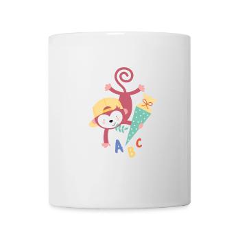 Monkey with school cone school enrollment - Mug - white - Front
