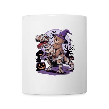 Teddy bear riding a dinosaur on Halloween - Mug - white - Front