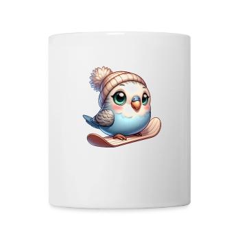 Süßer Wellensittich Snowboarder Cartoon Winterspaß - Tasse - Weiß - Vorne