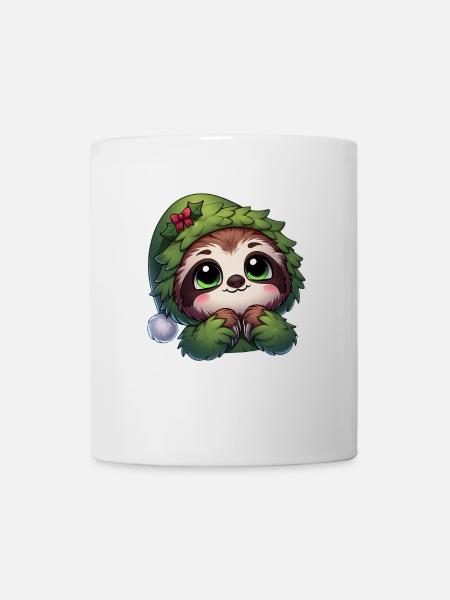 Lustiges Faultier Weihnachtsbaum Kostüm Cartoon - Tasse - Weiß