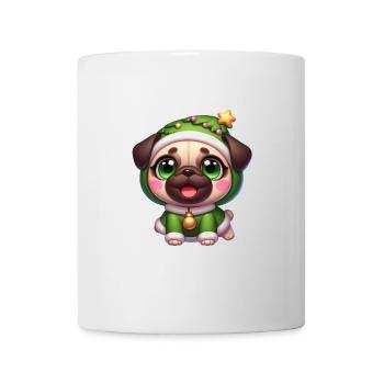 Christmas Pug in Funny Tree Costume - Mug - white - Front