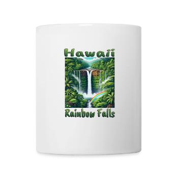 Hawaii rainbow waterfall lush forest - Mug - white - Front