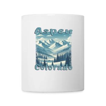 Aspen Hiver Ski Snowboard Vacances Grunge - Mug blanc - blanc - Devant