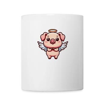 mignon cochon ange ailes dessin animé halo - Mug blanc - blanc - Devant
