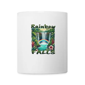 Hawaï Rainbow Falls Waterfall Look Grunge - Mug blanc - blanc - Devant