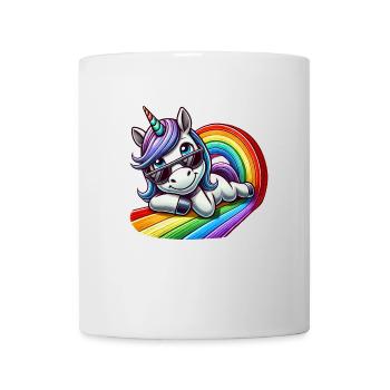 Cooles Einhorn Regenbogen Wellen reiten relaxen - Tasse - Weiß - Vorne