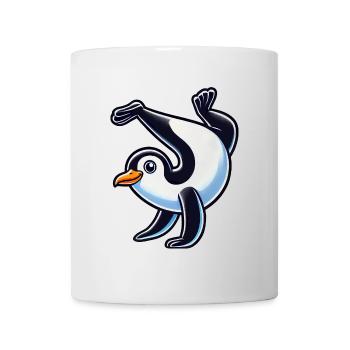 Pingouin Équilibre sur les mains Mignon Comique Gymnastique - Mug blanc - blanc - Devant