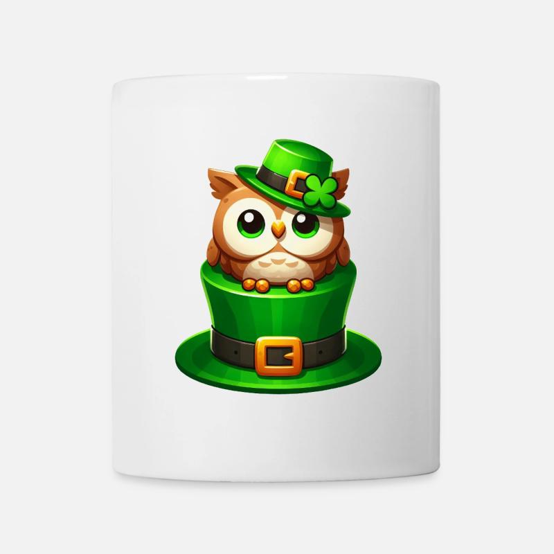 Süße St. Patrick's Day Eule mit Zylinder - Tasse - Weiß