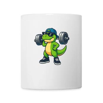 Cool T-Rex Dumbbell Weightlifting Workout Fitness - Mug - white - Front