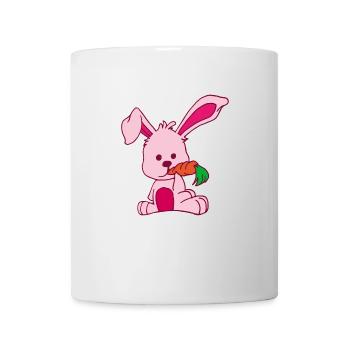 Flach Design Kaninchen liebt Karotte rosa süss - Tasse - Weiß - Vorne