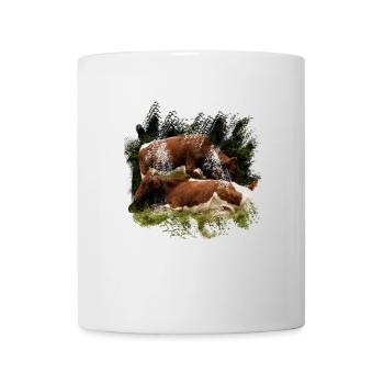Pinzgauer Rind Vieh auf der Alm - Tasse - Weiß - Vorne