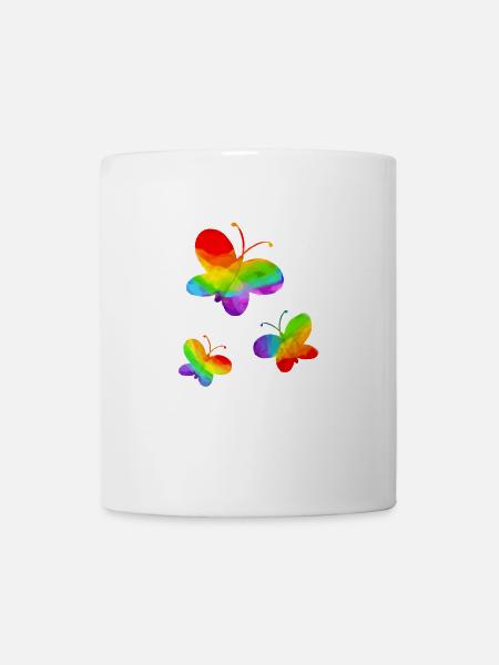 Butterfly LGBT Gay Pride CSD Rainbow - Mug - white