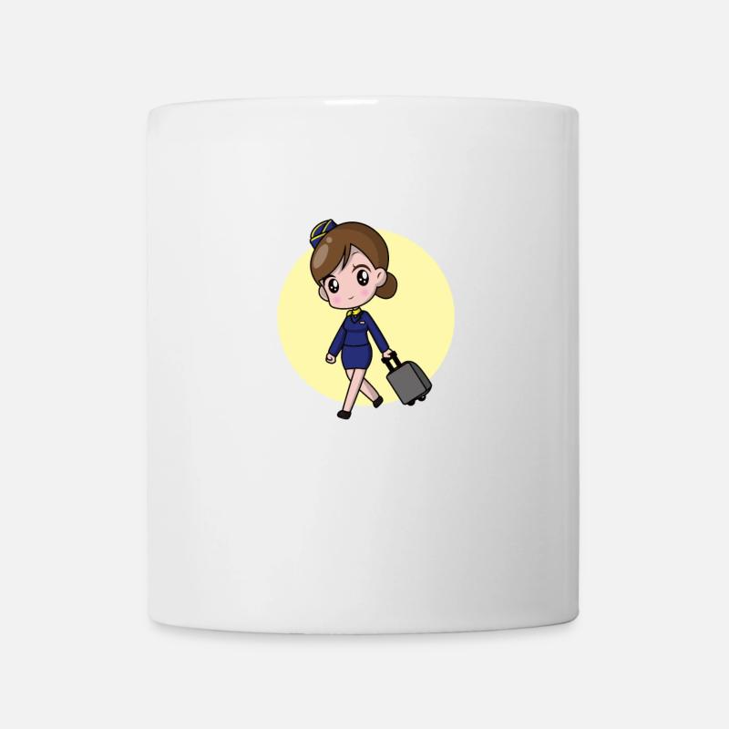 Stewardess Flight Attendant Flugbegleiter Cartoon - Tasse - Weiß