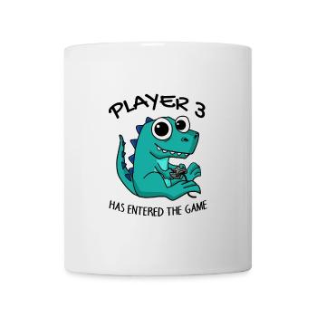 Drittes Kind Spieler 3 Schwanger Baby Dinosaurier - Tasse - Weiß - Vorne