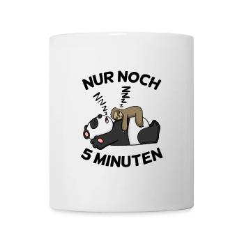 Nur noch 5 Minuten Faultier Panda schlafen Schlaf - Tasse - Weiß - Vorne