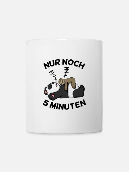 Nur noch 5 Minuten Faultier Panda schlafen Schlaf - Tasse - Weiß