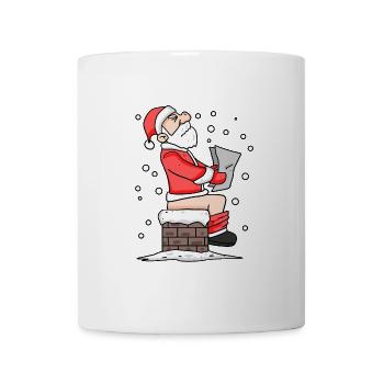 Weihnachtsmann Schornstein lustig Weihnachten - Tasse - Weiß - Vorne