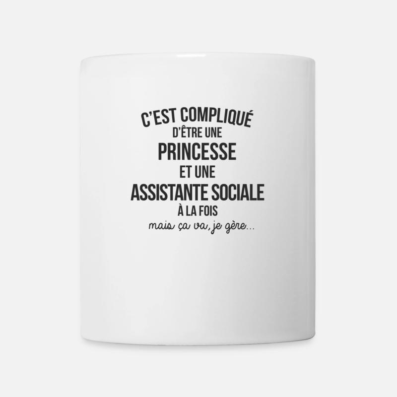 C'EST COMPLIQUE D'ETRE PRINCESSE ET ASSISTANTE SOC - Mug blanc - blanc