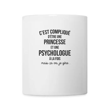 C'EST COMPLIQUE D'ETRE PRINCESSE ET PSYCHOLOGUE - Mug blanc - blanc - Devant