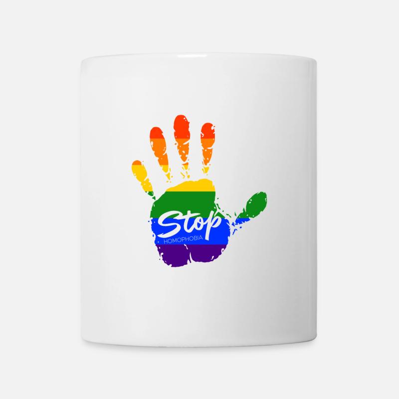 stop homophobia - LGBTQ CSD Gay Pride - Tasse - Weiß