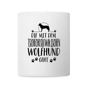 DIE MIT TSCHECHOSLOWAKISCHER WOLFHUND GEHT Spruch - Tasse - Weiß - Vorne