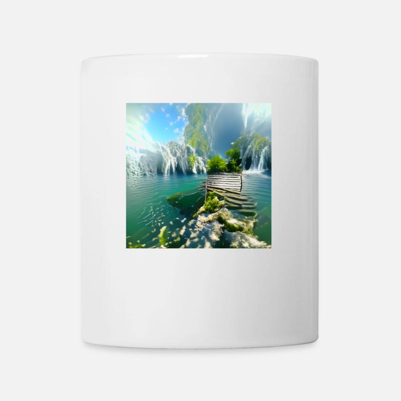 Cascades étonnantes dans le parc national des lacs de Plitvice - Mug blanc - blanc