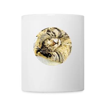 Chat tigré endormi potelé - Mug blanc - blanc - Devant