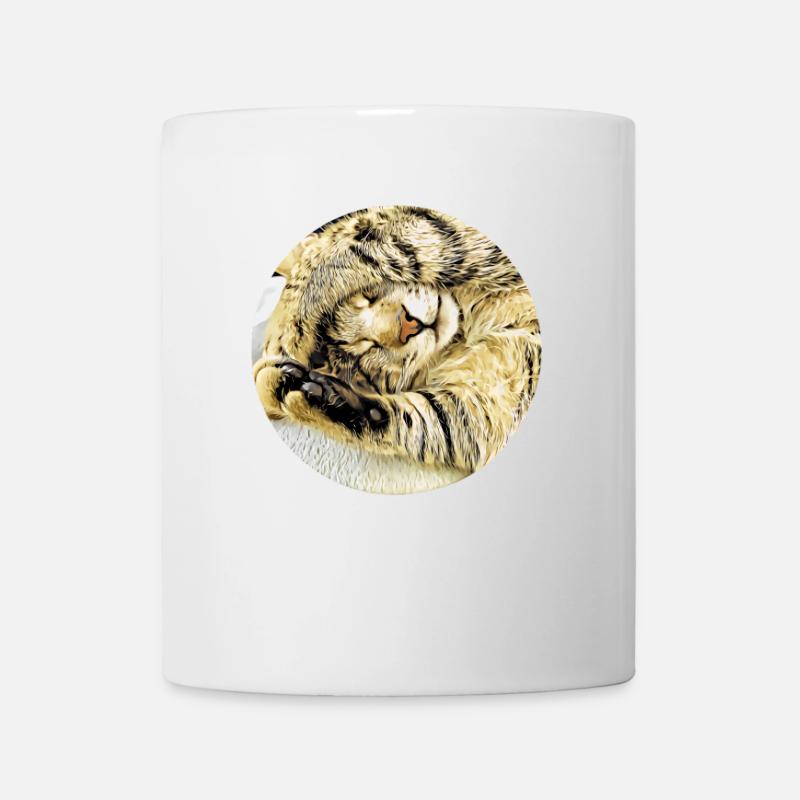 Chubby sleeping tabby cat - Mug - white