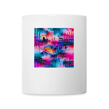Abstract watercolor pattern in retro neon colors - Mug - white - Front