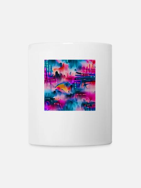 Abstract watercolor pattern in retro neon colors - Mug - white