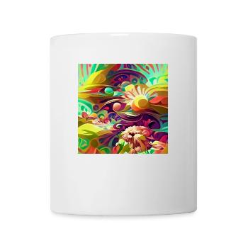 Helle psychedelische Retro-Blumen und -Formen - Tasse - Weiß - Vorne