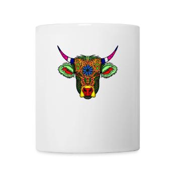 Mandala Kuh 001sehr bunt - Tasse - Weiß - Vorne