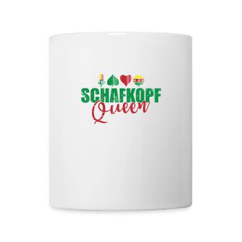 Schafkopf Queen Kartenspiel Spielkarte - Tasse - Weiß - Vorne