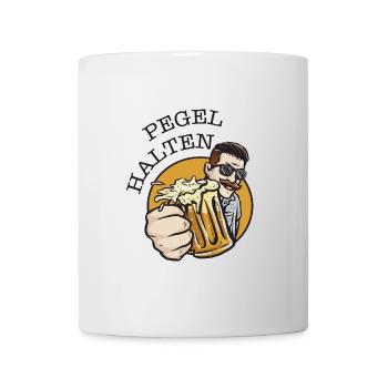 Pegel halten - Party Feiern Kneipe - Tasse - Weiß - Vorne