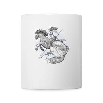 Nixe reitet Wasserpferd Schwarz Blau zum Ausmalen - Tasse - Weiß - Vorne