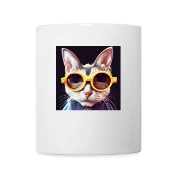 Drôle de chat avec des lunettes funky - Mug blanc - blanc - Devant