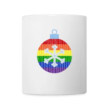 Regenbogen Weihnachtskugel Queer Gay Pride - Tasse - Weiß - Vorne