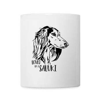 Loved by a SALUKI dog saying Greyhound Wilsigns - Mug - white - Front