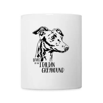 Aimé par un chien GREYHOUND italien disant Wilsigns - Mug blanc - blanc - Devant