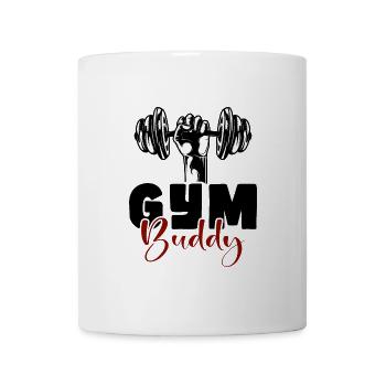 NEVER GIVE UP, GYM BUDDY - Tasse - Weiß - Vorne