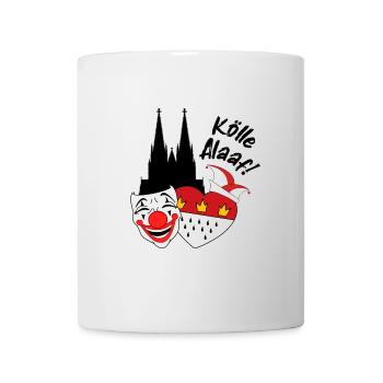 Karneval Kostüm Kölle Alaaf Clown Wappen Dom Köln - Tasse - Weiß - Vorne