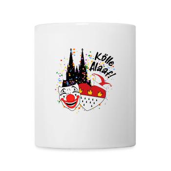 Karneval Kostüm Kölle Alaaf Clown Wappen Dom Köln - Tasse - Weiß - Vorne