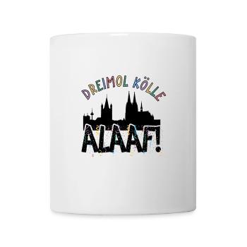 Karneval Kostüm Dreimol Kölle Alaaf Herz Köln - Tasse - Weiß - Vorne