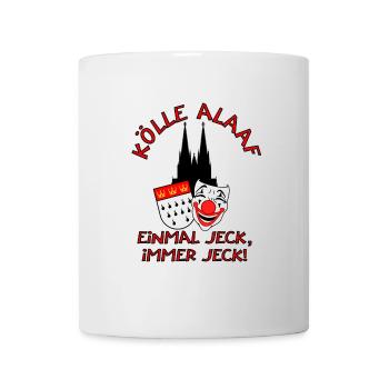 Karneval Kostüm Kölle Alaaf Clown Wappen Dom Köln - Tasse - Weiß - Vorne