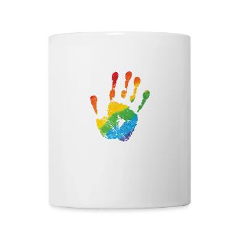 Hand in LGBT Farbe Regenbogenfarben - Tasse - Weiß - Vorne