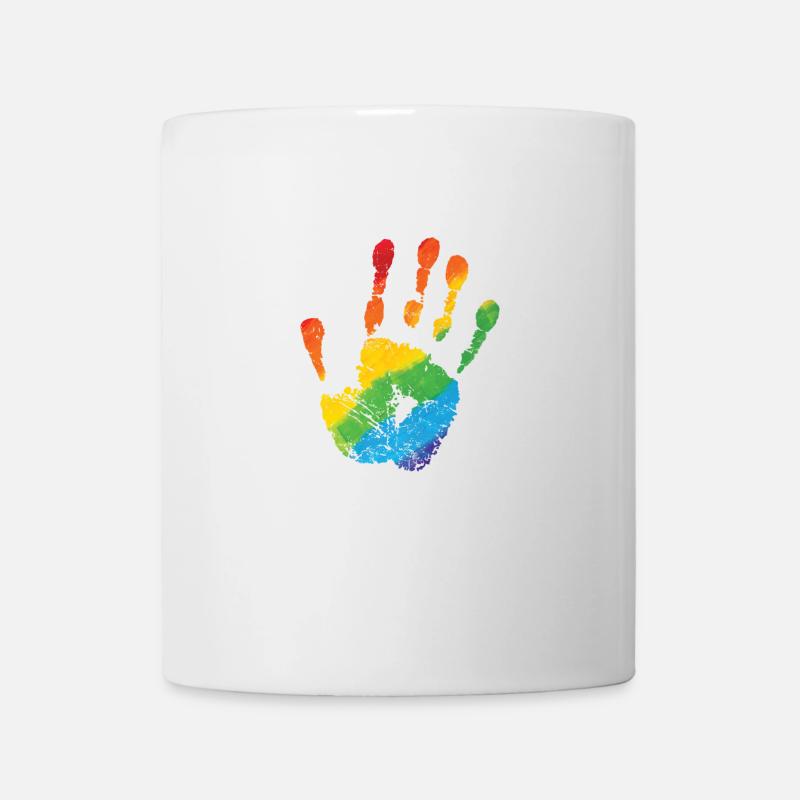 Hand in LGBT Farbe Regenbogenfarben - Tasse - Weiß